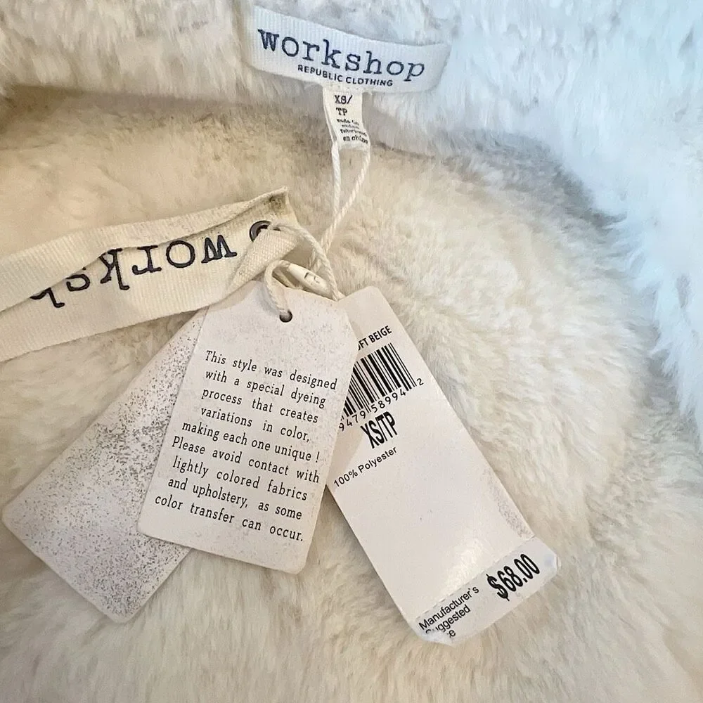 Workshop Republic Clothing Sleeveless Collared Faux Fur Faux Suede Vest Nwt XS - Picture 4 of 6